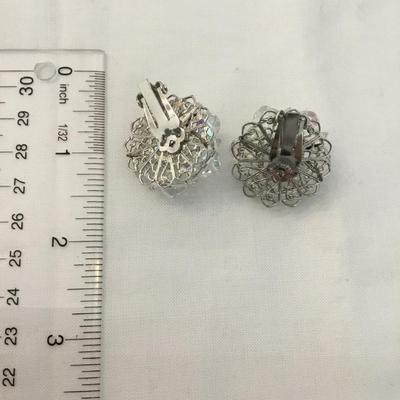 Gorgeous vintage Aurora Borealis crystal clip on earrings