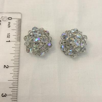 Gorgeous vintage Aurora Borealis crystal clip on earrings