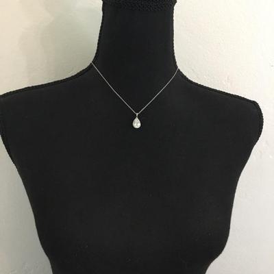 Gorgeous Halo crystal Bridal teardrop pendant, necklace