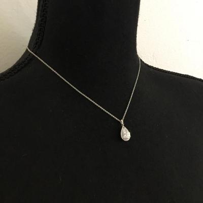Gorgeous Halo crystal Bridal teardrop pendant, necklace