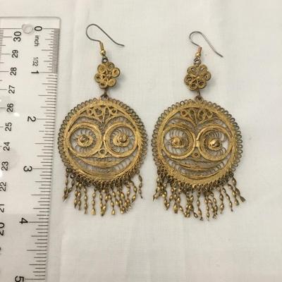 Vintage filigree, sun face dangle earrings