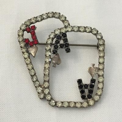 Vintage black jack cards pin