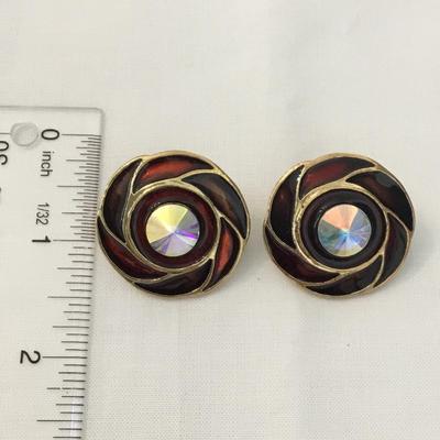 Vintage enamel clip on earrings