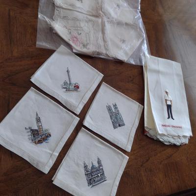 Collection of Vintage Embroidered Napkins, Hand Towels, and Kerchiefs