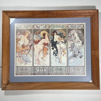 LOT 7L: Framed Print of "The Seasons" by Alphonse Mucha