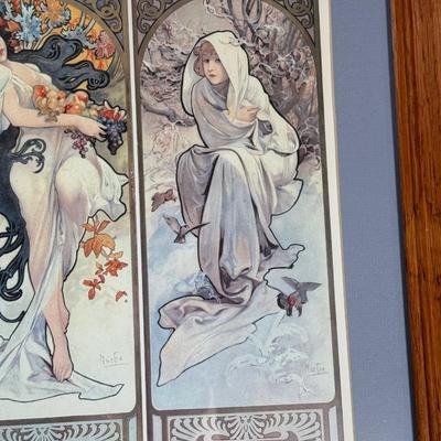 LOT 7L: Framed Print of "The Seasons" by Alphonse Mucha