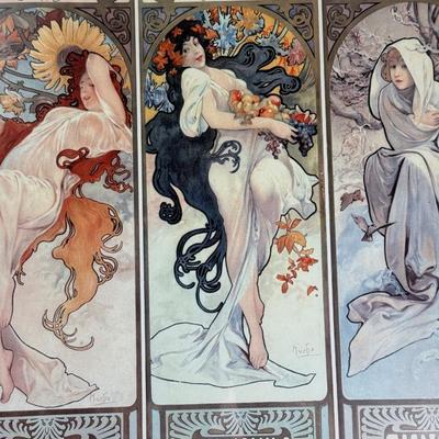 LOT 7L: Framed Print of "The Seasons" by Alphonse Mucha