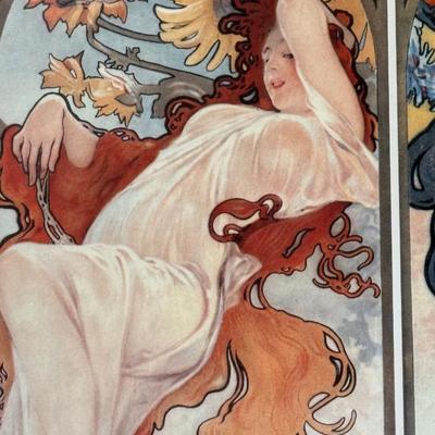 LOT 7L: Framed Print of "The Seasons" by Alphonse Mucha