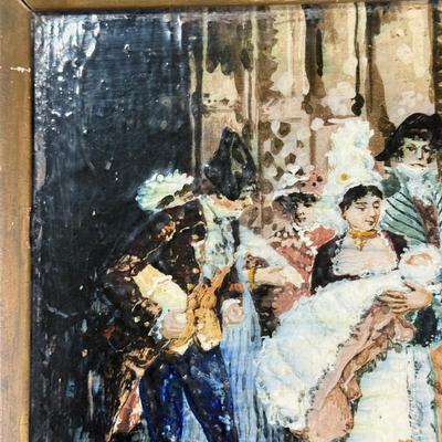 LOT 9L: Framed Painting on Tile based on painting by Frederick Hendrik KAEMMERER (1839-1902). "A baptism under the Directory in...