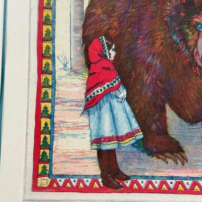 LOT 10L: Folk Art Print " Encounter" Framed, Matted Limited Edition 17/50