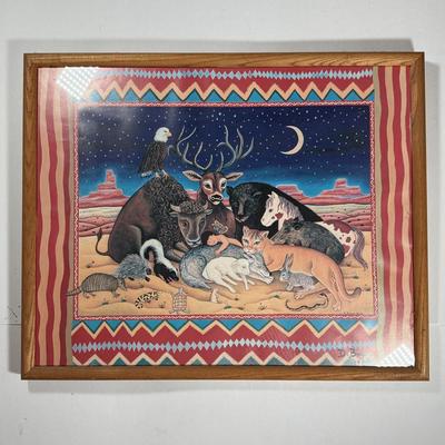 LOT 11L: Framed Print "When the Coyote Lies with the Lamb” by Diana Bryer