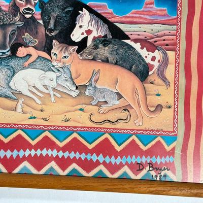 LOT 11L: Framed Print "When the Coyote Lies with the Lamb” by Diana Bryer