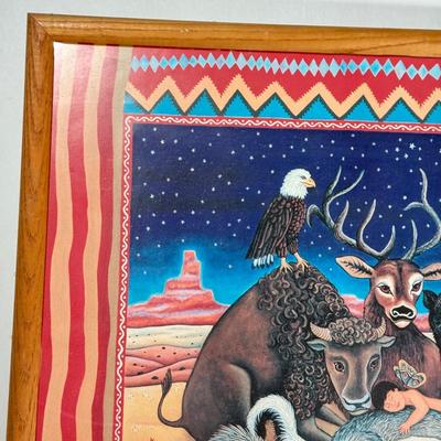 LOT 11L: Framed Print "When the Coyote Lies with the Lamb” by Diana Bryer