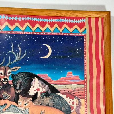 LOT 11L: Framed Print "When the Coyote Lies with the Lamb” by Diana Bryer