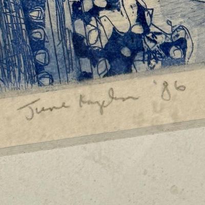 LOT 12L: 1986 Artist’s Proof Signed Etching “Cat Nap” by June Kaylin (artists proof)