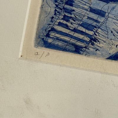 LOT 12L: 1986 Artist’s Proof Signed Etching “Cat Nap” by June Kaylin (artists proof)