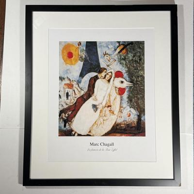 LOT 16L: Vintage Marc Chagall "Les fraticée de la Tour Eiffel" Framed Print