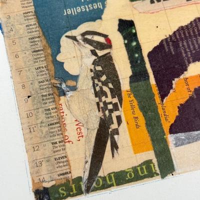 LOT 17L: Original Art Piece: "Downy Woodpecker" Collage by Deborah Meehan