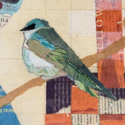 LOT 17L: Original Art Piece: "Downy Woodpecker" Collage by Deborah Meehan