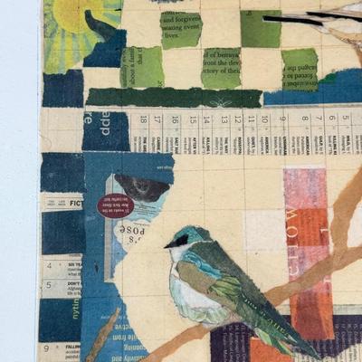LOT 17L: Original Art Piece: "Downy Woodpecker" Collage by Deborah Meehan
