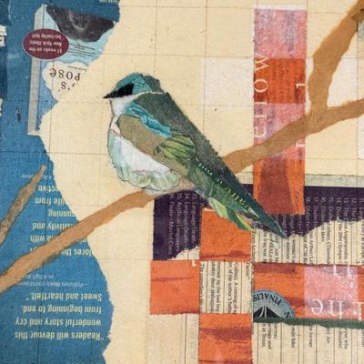 LOT 17L: Original Art Piece: "Downy Woodpecker" Collage by Deborah Meehan