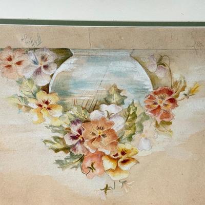 LOT 18L: 1915 Pansy Print & Signed Buffy Pawn Heeled Shoe Print