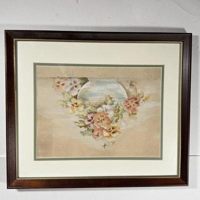 LOT 18L: 1915 Pansy Print & Signed Buffy Pawn Heeled Shoe Print