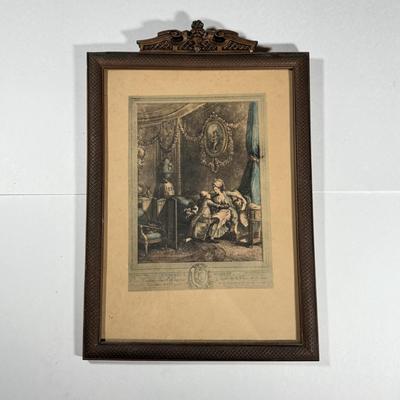 LOT 19L: Antique Framed Print "L'Heureux Moment" by Nicolas de Launay, after Pierre-Antoine Baudouin