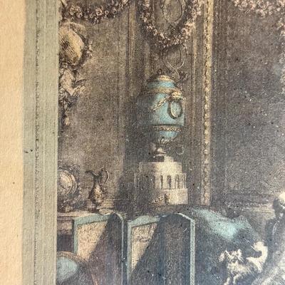 LOT 19L: Antique Framed Print "L'Heureux Moment" by Nicolas de Launay, after Pierre-Antoine Baudouin