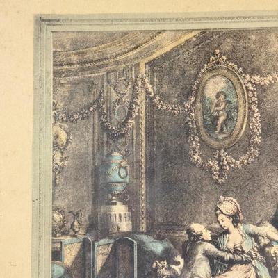 LOT 19L: Antique Framed Print "L'Heureux Moment" by Nicolas de Launay, after Pierre-Antoine Baudouin