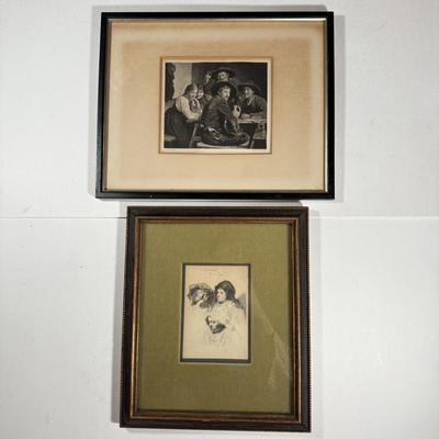 LOT 22L: Rebrandt van Rijn Three Heads of Women Print & German Print