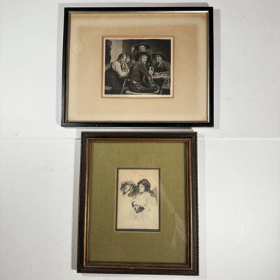 LOT 22L: Rebrandt van Rijn Three Heads of Women Print & German Print