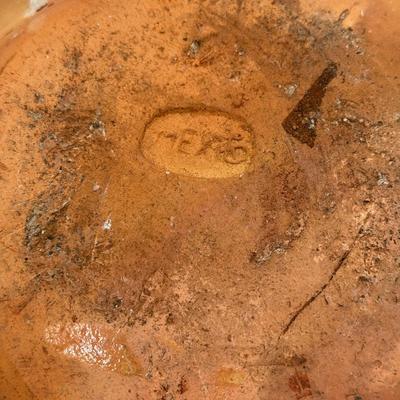 LOT 24L: Signed Stoneware Art Pottery Rustic Teapot, Vintage Nicaraguan Relief Vase w/ Frog Motif, Vintage Mexican Redware Pottery &...