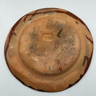 LOT 24L: Signed Stoneware Art Pottery Rustic Teapot, Vintage Nicaraguan Relief Vase w/ Frog Motif, Vintage Mexican Redware Pottery &...