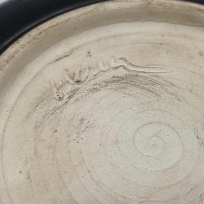 LOT 24L: Signed Stoneware Art Pottery Rustic Teapot, Vintage Nicaraguan Relief Vase w/ Frog Motif, Vintage Mexican Redware Pottery &...