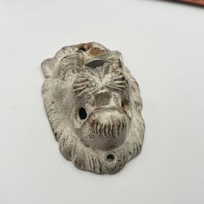 LOT 26L: Vintage Acro Hold-Tite Window Markers / Numbering Tacks, 1970s Cast Iron Bird Balancer & Vintage Cast Iron Lion