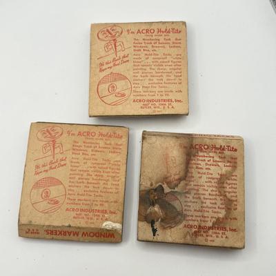 LOT 26L: Vintage Acro Hold-Tite Window Markers / Numbering Tacks, 1970s Cast Iron Bird Balancer & Vintage Cast Iron Lion