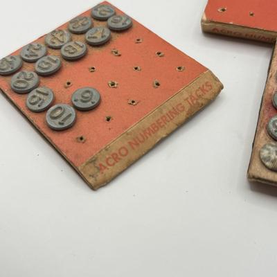 LOT 26L: Vintage Acro Hold-Tite Window Markers / Numbering Tacks, 1970s Cast Iron Bird Balancer & Vintage Cast Iron Lion