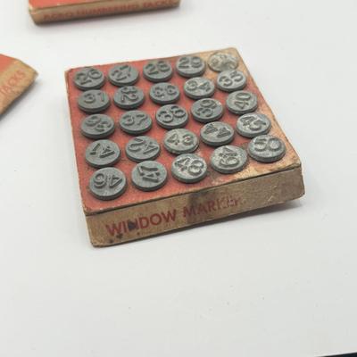 LOT 26L: Vintage Acro Hold-Tite Window Markers / Numbering Tacks, 1970s Cast Iron Bird Balancer & Vintage Cast Iron Lion