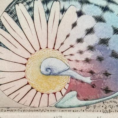 LOT 27LL #135/150 "Metamorphoses d'un rectangle dor" Signed Print & Palm Tree Painting