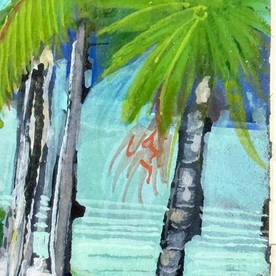 LOT 27LL #135/150 "Metamorphoses d'un rectangle dor" Signed Print & Palm Tree Painting