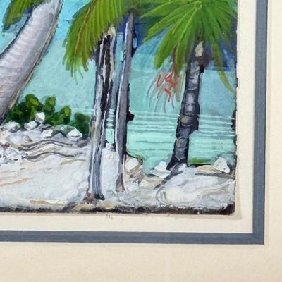 LOT 27LL #135/150 "Metamorphoses d'un rectangle dor" Signed Print & Palm Tree Painting