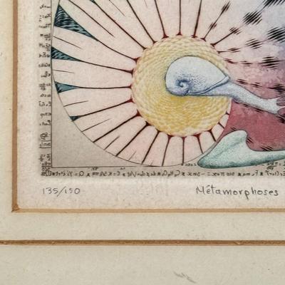 LOT 27LL #135/150 "Metamorphoses d'un rectangle dor" Signed Print & Palm Tree Painting