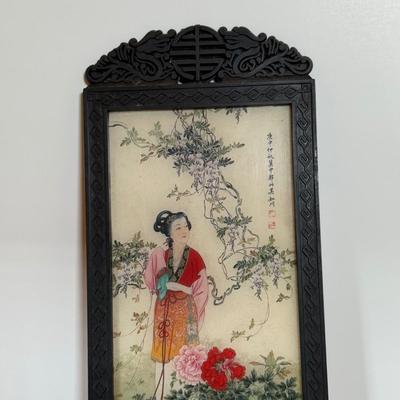 LOT 31Y: Japanese Carved Netsuke Geisha, Chinoiserie Porcelain Ginger Jar Lamp, Silk Obi, and More