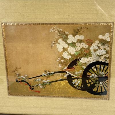 LOT 32Y: Japanese Cast Iron Lantern Table Lamp & Framed Paintings