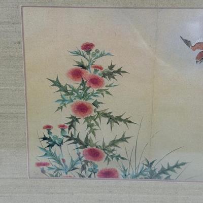 LOT 32Y: Japanese Cast Iron Lantern Table Lamp & Framed Paintings