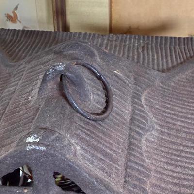 LOT 32Y: Japanese Cast Iron Lantern Table Lamp & Framed Paintings