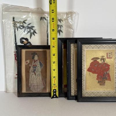 LOT 33Y: Framed Japanese Prints, 1983 Calendar, Parasol & More