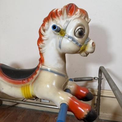 LOT 37Y: Vintage WONDER HORSEE Spring Rocking Bouncing Horse Blow Mold
