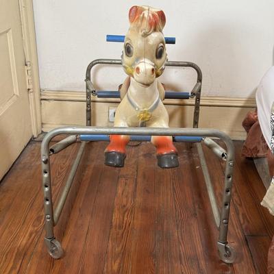 LOT 37Y: Vintage WONDER HORSEE Spring Rocking Bouncing Horse Blow Mold